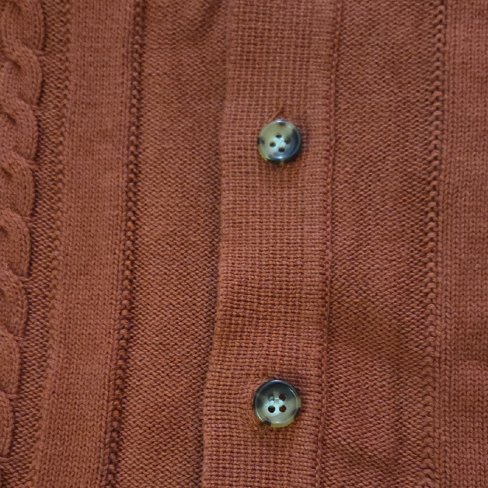 Rust Cable Knit Button-Up Shirt - Picture 4 of 10
